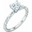 1.78 ctw. Engagement Ring with a Brilliant Round Cut Stone and a Twisted Diamond Setting in 14K WG or YG